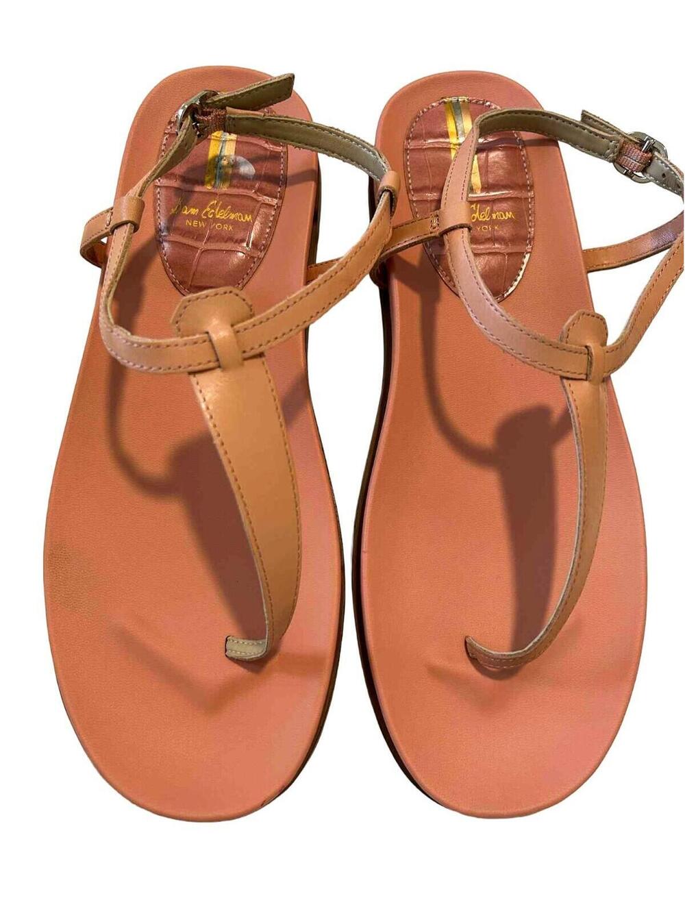 Sam Edelman Naomi Thong T-strap Leather Clr Peach Size 9 1/2 Slight Bottom Wear